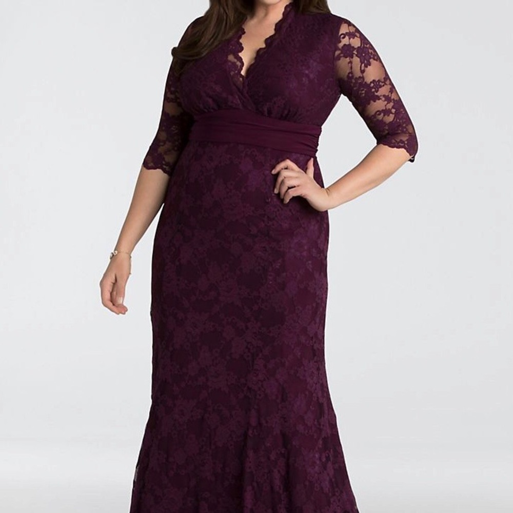 Kiyonna V-Neck Lace Gown